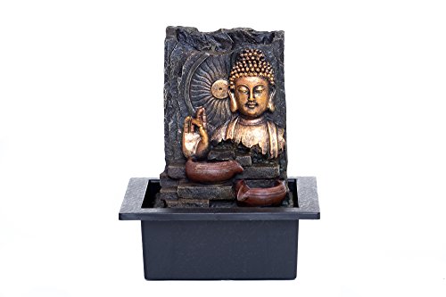 Buddha Hand Gestures Indoor Fountain By ZENINFLUX- Polyresin Water Fountain With Lighting System- Electric Pump- Easy Installation- Relaxing & Calming- Soothing & Ambient Effect- Size:L21xW17xH25cm