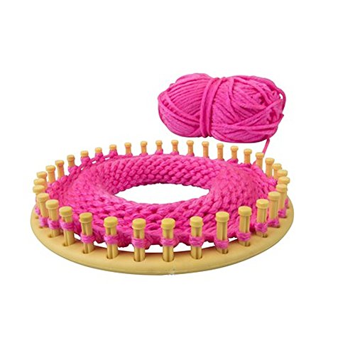 K7plus® 6 tlg. Strickring Set Strickrahmen – Knitting Loom – Strickliesel – Haken – gebogene Nadel – 4 Strickrahmen (29 cm + 24 cm + 19 cm +14 cm) mit Zubehör und Anleitung - 4