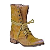  Leder Stiefe für Damen Retro Blockabsatz Stiefeletten Frauen Bequeme Schuhe Sohle Mode Herbst Winter Casual Boots Schuhe Stiefel Gelb/Grün/Blau/Braun