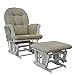 White Glider Rocking Nursing Maternity Breastfeeding Chair With Footstool (Beige Fabric)
