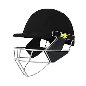 DSC Scud Premium Cricket Helmet for Men & Boys with Neck Guard (Fixed Spring Steel Grill | Back Support Strap |Lightweight | Size:Large (Black)