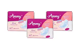 AMMY Advanced Dry Maxi All Night Cottony Soft Ultra Thin Womens/Girls Sanitary Pads with Wings (Napkins) - XXL Wings (18 Pieces)(Pack Of 3)