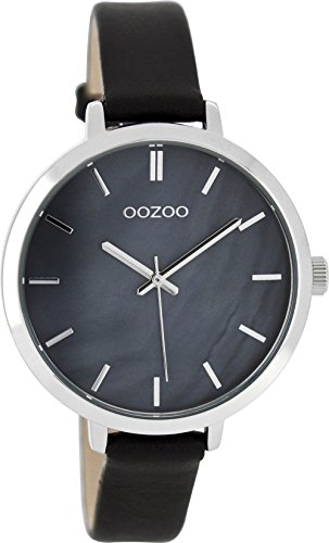 Oozoo Damenuhr mit Lederband 38 MM Perlmutt/Schwarz C8359