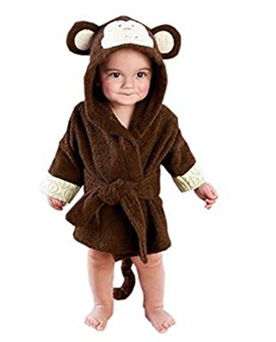 mainaisi bebé toallas de albornoz con capucha de algodón Cartoon Animal Wrap para bebé 0 - 3 años mono Talla:0-3Years