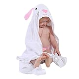 G-Kids Baby Bademantel Kapuzenhandtuch Badeponcho Kleinkinder Mädchen Jungen Baumwolle Kuscheliger Tier Babyhandtuch mit Kapuze 0-6 Jahre (Weiß)