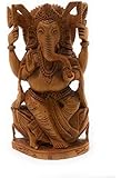 YSK Sandalwood Lord Ganesha Idols for Home Decor and Office | Wooden Statute Car Dashboard | Showpiece for Living Room | Ganesh Ji murti | Gift Temple Pooja Spiritual | Showpiece (3 inches)