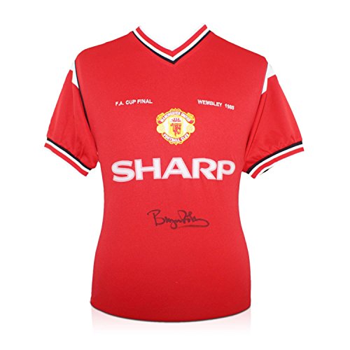 Bryan Robson Signed Manchester United 1985 FA Cup Winners Football Shirt