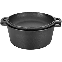 Estink Poele Fonte Naturelle，Cuisinière Double four hollandaise en fonte 2 en 1