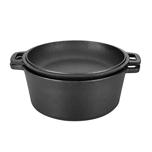 Estink Poele Fonte Naturelle，Cuisinière Double four hollandaise en fonte 2 en 1