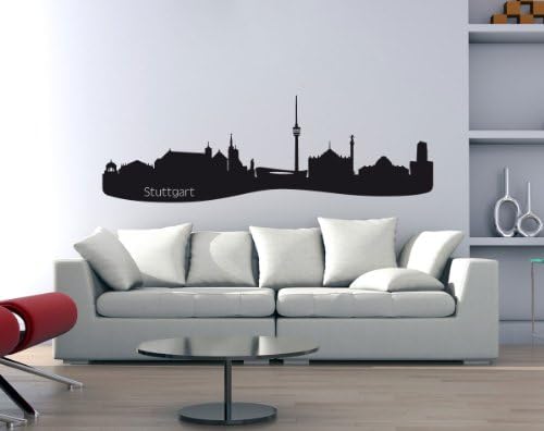 Vinyl Wall Sticker Stuttgart Skyline with sights #147B brown 250cm x 81cm (RAL8017)