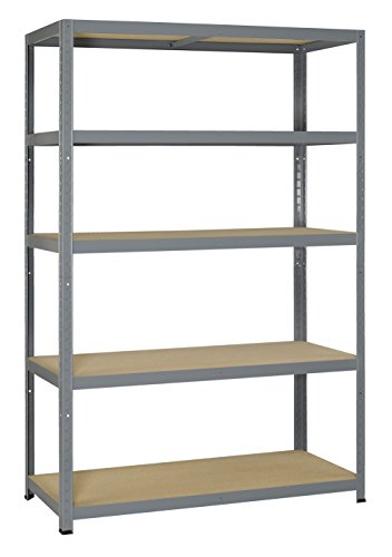 spécification Avasco 175 Strong Étagère clipsable/charge lourde en Métal/Bois avec 5 tablettes 180 x 120 x 45 cm Gris