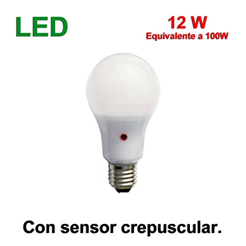 F-Bright Bombilla led Standard con Sensor. E27, 12 W, Blanco, 12.5 x 6.5 cm