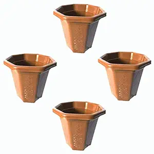 Plastic Flower and Plant Pot Set for Office, Home, Garden and Outdoor (Pack of 4)