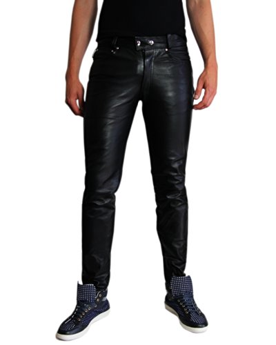 Bockle1991 Röhre Leather Pants Men Jeans Tube Skinny Slim Fit Man