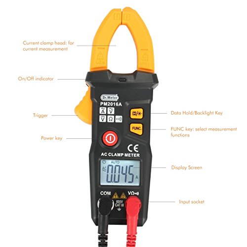 Dr.meter Mini Digital Klammer Multimeter PM2016A mit Hintergrundbeleuchtung & Auto off,6000 counts,Gelb - 3