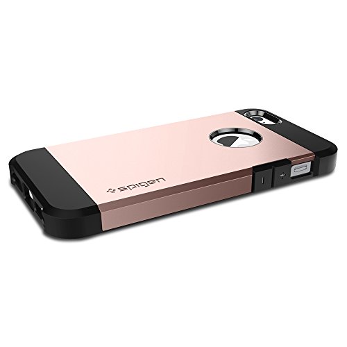 iPhone SE Case, Spigen [Tough Armor] HEAVY DUTY [Rose Gold] EXTREME Protection Dual Layer Case for iPhone SE/5S/5 - Rose Gold (041CS20190)