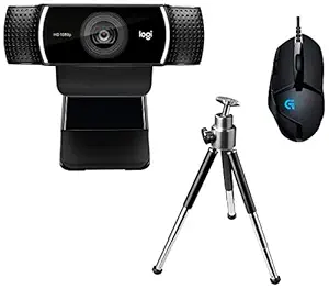 Logitech C922 Pro Stream Webcam, HD 1080p/30fps or HD 720p/60fps Hyperfast Streaming, Stereo Audio, HD Light Correction, Autofocus - Black & Logitech G402 Hyperion Fury Gaming Mouse - Black