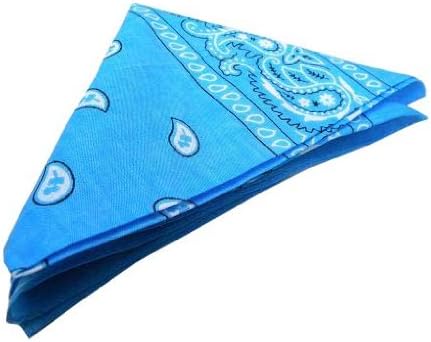 TC-AccessoriesTURQUOISE BLUE cotton bandana scarf SQUARE WHITE PAISLEY