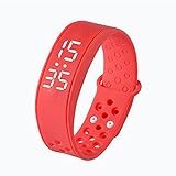 Keerads Fitness Activity-Tracker, schmale Smart-Armbanduhr mit Schrittzähler, Kalorienzähler und Schlafmonitor für Kinder M rot
