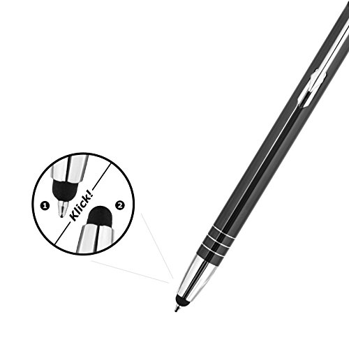 WPRO Toccara – Kugelschreiber & Eingabe-Stift 2in1 2-Stück Set – Smartphone & Tablet dünne 3D Touch-screen Stylus-Pen Spitze schwarz - 3