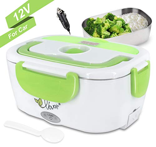 Réchauffeur de réchauffeur de nourriture de boîte à bento thermique de chauffage électrique de 12V avec le récipient de nourriture détachable de 1.5L pour la voiture (vert, 12V pour la voiture)