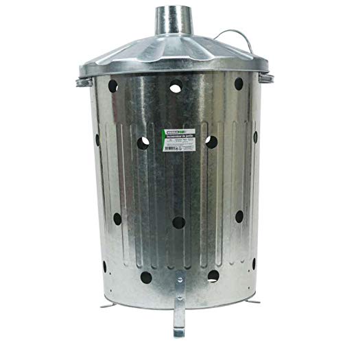 Werkapro 10923 - Incinérateur Jardin - 75 Litres - Gris - 45 x 38 x 57 cm