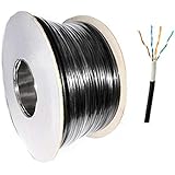 100m Premium Cat5e UTP External SOLID COPPER Lined Network Cable Outdoor Reel BLACK Cat 5e
