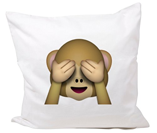 Kissenbezug 40x40 cm "Nichts-Böses-Sehen-Affe" Kissenhülle - 40x40cm - Emoji - Smiley - Kissen