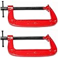AASONS Cast Iron C Clamp/G Clamp With Sliding T-Bar Handle Adjustable Clamps For DIY, Carpentry, Woodworking, Building, Etc l Length : 6 inch (Pack Of 2)