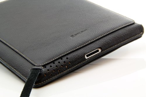 StilGut Couverture Case Tasche aus feinstem Leder für Apple iPad 2 unterstützt Smart-Cover Funktion in schwarz – Version 2 - 5