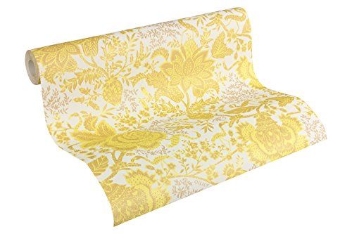 Oilily Home Tapete Oilily Atelier, florale Mustertapete, beige, gelb, weiß, 302751 - 2