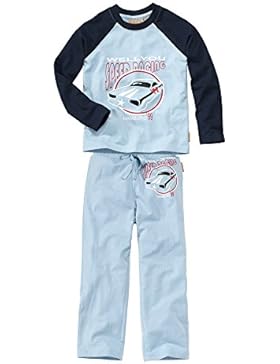 wellyou, Kinder-Schlafanzug, mit Auto-Motiv, Langarm, Zweiteiler für Jungen, Raglan, in hell-blau