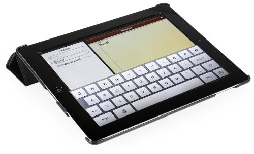 StilGut Couverture Case Tasche aus feinstem Leder f  r Apple iPad  3  und 4  Generation  unterst  tzt Smart-Cover Funktion  Schwarz - glattes Leder