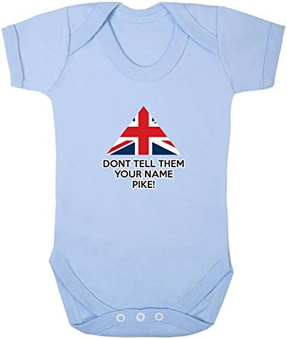 Don't Tell Them Your Name Pike Babygrow. 3-6 Months. Baby Blue