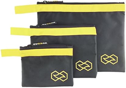 Zippered Tool Pouches Set Made of Waterproof Ballistic Nylon with Reinforced Seams and Hanging Loops (Yellow)