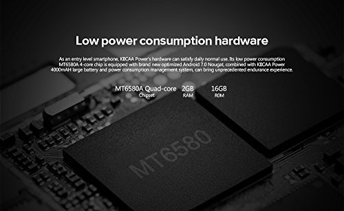 LEAGOO KIICAA POWER - 5 pollici Android 7.0 Smartphone 3G con batteria 4000mAh, fotocamere triple (5MP + 5MP + 8MP), Quad Core 1.3GHz 2GB di RAM 16GB Impronta digitale - Nero