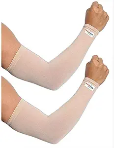 HeadTurners UV Sun Protection Arm Cooling Sleeves For Cycling, Driving, Outdoor Sports (Brown, Pack of 2 Sleeves)
