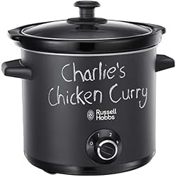 Russell Hobbs 24180-56 - Olla de cocción lenta, 3 Temperaturas, 3.5 L, revestimiento tipo pizarra, negro mate
