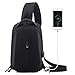 Produktbild Mehrzweckrucksack Schulter Brust Crossbody Daypack Schwarz Rucksack Mit Großer Kapazität Lässig Mit USB-Ladeanschluss Outdoor-Rucksack-Version Der Herren-Umhängetaschen (Color : Schwarz, Size : F)