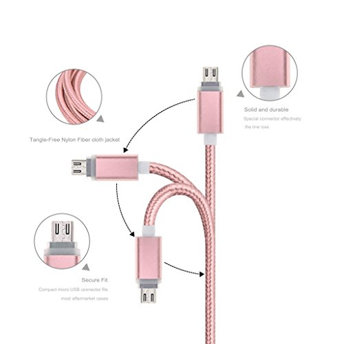 iMusi Micro USB Kabel für Android Smartphone mit LED High Speed [Syncwire & Ladekabel] – Lebenslange Garantieserie – für Samsung Galaxy, HTC, Huawei, Sony, Nexus, Nokia, Kindle und mehr Rosa Gold - 4