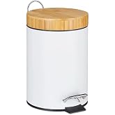 Orret Home Metal Trash Can with Bamboo Lid &ndash; Slow Closing Feature with Hydraulic System, Pedal, Stylish and F for Bathroom and Kitchen