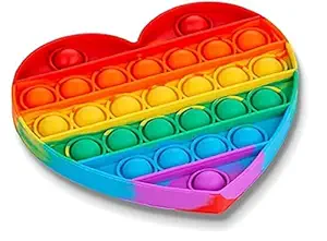 ZAX Pop It Fidget Toys,Push Pop Bubble Fidget Sensory Toy,Autism Special Needs Silicone Stress Relief Toy,Great Fidget Toy Sensory Toys Novelty Gifts for Girls Boys Kids Adults (Rainbow Heart)