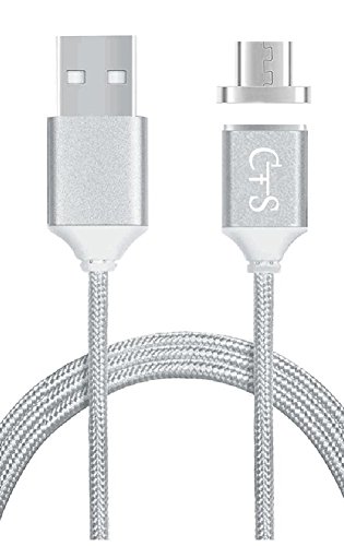 Magnet | Ladekabel | Datenkabel | Schnellladekabel | Original | Nylon ( Micro USB SILBER ) 1M 2.4A für Android Samsung Galaxy S4 S5 S6 S7 Edge Note HTC Nokia Nexus Sony Xperia Z5 Z4 Huwai P8 P9 Nokia Kindel Windows Tablet Handy