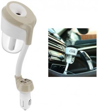 Nanum II Car Air Humidifier - Plug And Play, Adjustable Bracket, 180 Degree Humidification, Aroma Diffuser, 2 USB Ports (White)