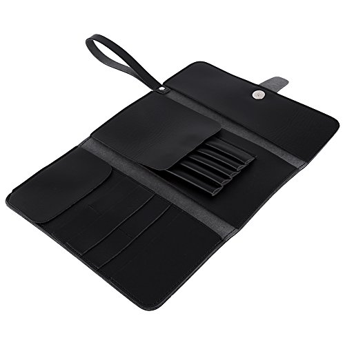 Yosoo Cuoio Pieghevole Capelli Scissor Bag PU Forbici Marsupio Barbiere Parrucchiere Strumento Custodia, Nero