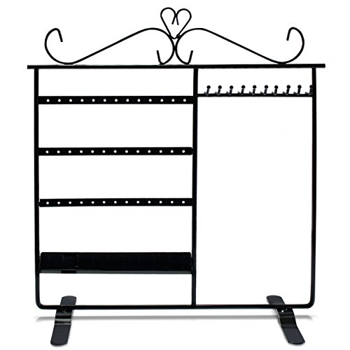 VENKON – Design Schmuckständer Ohrringhalter Kettenhalter Ringhalter Schmuckorganizer aus Metall – schwarz – 34 x 32 cm - 5