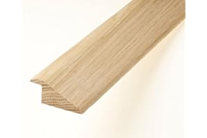 UNIVERSAL MOUDLINGS Threshold Door Strip Solid Oak R Section 20mm Ramp Reducer Trim 90cm for Wood & Laminate Flooring Unfinished