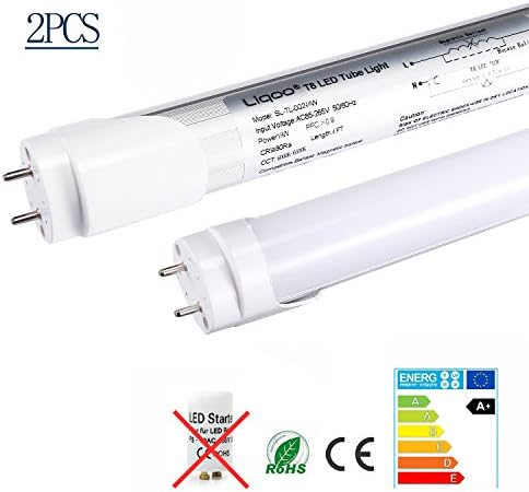 Iiqoo 2 x T8 G13 LED Tube 18W 120cm 4 FT Daylight Lamp Cool White 6000 - 6500K 1620 LM 2835 SMD Equivalent to 40W Fluorescent Bulbs with Milky White Cover Ideal for Industry Storage Garage Offices