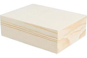 INNSPIRO Caja madera de pino macizo y chapa rectangular 16x12x5cm.
