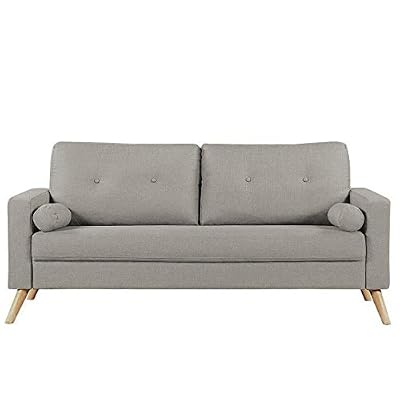 Générique IBRA Canapé droit fixe 3 places - Tissu taupe - Scandinave - L 181 x P 86 cm